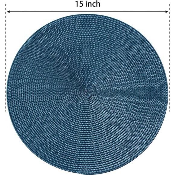 Round Braided Placemats Set of 6 Table Mats for Dining Tables Woven Washable - Picture 2 of 7